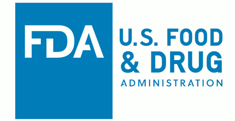 Light blue square background with FDA acronym in white