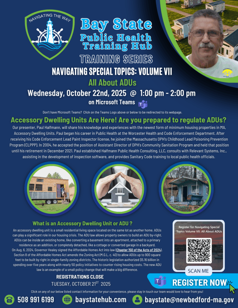 Join us for Navigating Special Topics Volume VII with Paul during our Bay State Public Health Training Hub Training Series.